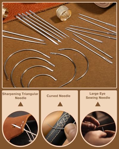 Upholstery Repair Kit, Leather Sewing Kit with Thick Handle Sewing Awl