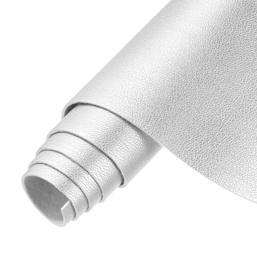 MECCANIXITY Faux Leather Sheets, 8x53 Inch (20x135cm) Smooth Solid PU Leather Fabric Roll for DIY Handmade Craft Sewing Bowing Earrings, Castle Gray/White - color: Castle Gray/White, size: 8x53 Inch