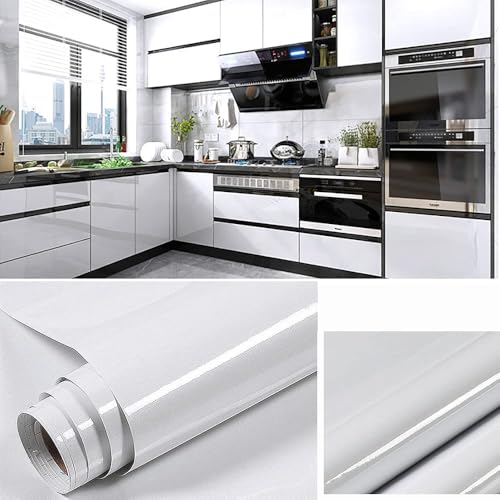 tiltil Shiny Peel and Stick Wallpaper White Contact Paper 15.8"×78.7" - color: Pearl White, size: 15.8" x 78.7"