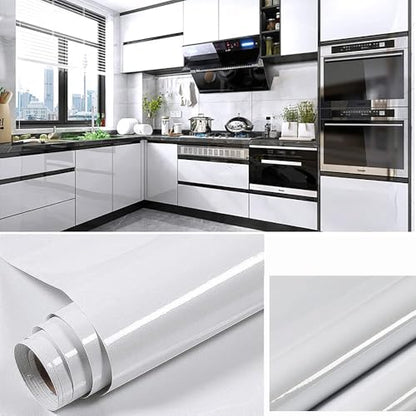 tiltil Shiny Peel and Stick Wallpaper White Contact Paper 15.8"×78.7" - color: Pearl White, size: 15.8" x 78.7"