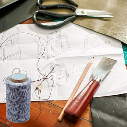 284Yards Waxed Thread for Leather, 0.8mm Waxed Linen Thread, Wax String - color: Light Gray