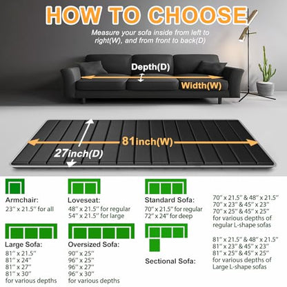 LAVEVE Heavy Duty Couch Cushion Support Board for Sagging Sofa, 27''x81'' - size: 81"x 27" - Deep Large Couch