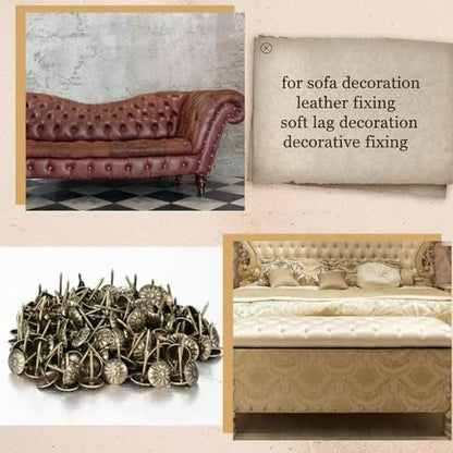 Shimeyao 200 Pcs Decorative Furniture Upholstery Antique Tacks Brass - color: Antique Brass
