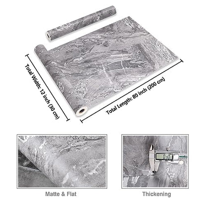 CRE8TIVE Matte Silver Grey Marble Contact Paper Peel and Stick Countertops Waterproof Slate Marble Wallpaper Removable Self Adhesive Marble Wall Paper for Bathroom Kitchen Counter Top Covers 12"x80" - color: Matte Silver Grey, size: 12" x 80"