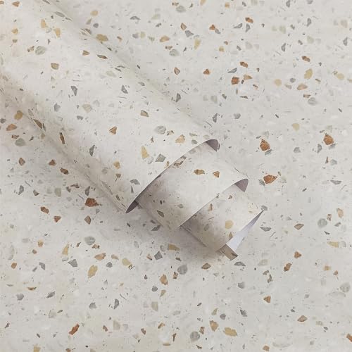 Boobest Cream Terrazzo Marble Contact Paper for Kitchen Countertop Laminate - color: Cream, size: 23.6" x 196.8"