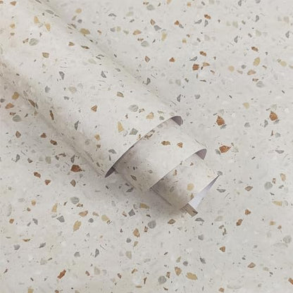 Boobest Cream Terrazzo Marble Contact Paper for Kitchen Countertop Laminate - color: Cream, size: 23.6" x 196.8"