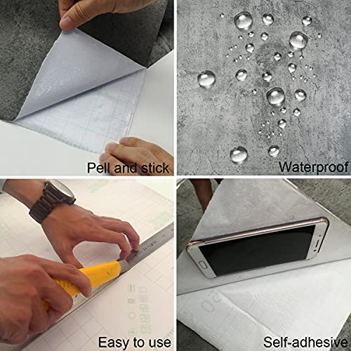 Gray Concrete Contact Paper Matte Thick Textured Grey Cement Wallpaper Peel Stick Countertop Contact Paper Removable Waterproof Adhesive Industrial Style Wall Sticker Kitchen Table Vinyl Wrap 16"x118" - color: Cement Gray, size: 16" x 118"
