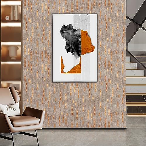 Midcard 10 Sheet Peel and Stick Backsplash Tile, Stick on Tiles for Backsplash Kitchen, Bathroom, Laundry Room, Camper, Fireplace. - color: 20Trapezoidal Dark Beige With Copper