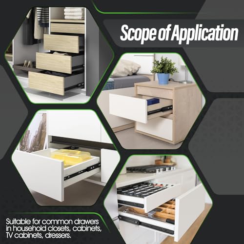 1 Pair Full Extension Drawer Slides 8 inch Side Mount Rails - color: Black, size: 8 Inch