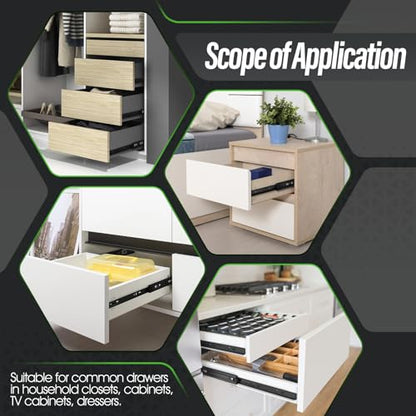 10 Pairs Full Extension Drawer Slides 22 inch Side Mount Rails - color: Black, size: 22 Inch