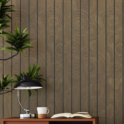 Dark Brown Peel and Stick 3D Faux Wood Slat Wall Panels 12×118" - color: Dark Brown, size: 12" x 120"