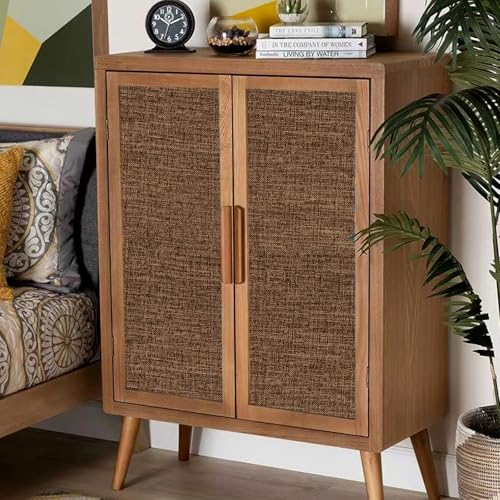 Brown Grasscloth Peel and Stick Wallpaper 17.3"x120" Faux Linen Textured Contact Paper Removable Self Adhesive Vinyl Wallpaper for Bedroom Bathroom Kitchen Cabinets - color: Brown, size: 17.3" x 120"
