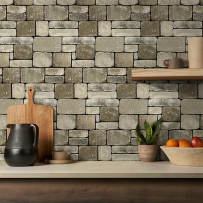 3D Peel and Stick Faux Stone Wall Panels 11.8" x 11.8" 10-Pack - color: ‎Stone-SM-I