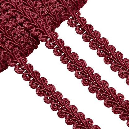 Dark Red Gimp Braid Trim, 1/2 Inch Width - color: Dark Red