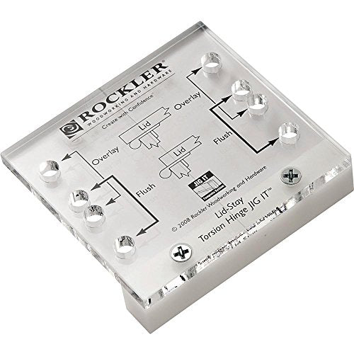 Rockler Lid-Stay Torsion Hinge JIG IT® - Door Hinge Jig Kit for Accurate Lid Hinge Installation, No Measuring Required - Flush & Overlay Applications, Woodworking Template Tool
