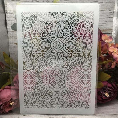 TIAMECH A4 Reusable Vintage Palace Texture Stencil for Painting - style: Palace Texture
