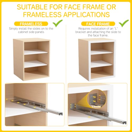 Onemake Undermount Soft Close Drawer Slides with Rear Mount Brackets, 3D Locking Device with Metal Base, 100 Lbs Full Extension, Concealed Bottom Mount Rails Runners for Face Frame (18 Inch, 5 Pair) - size: 18 Inch