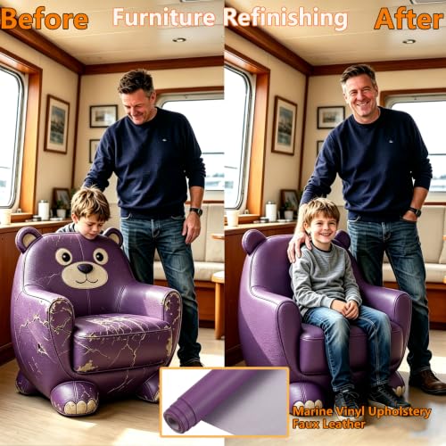 CDY Marine Vinyl Upholstery Fabric: 54"x36" Soft Grain Faux Leather Durable - color: Purple, size: 1 Yard（54"x36")