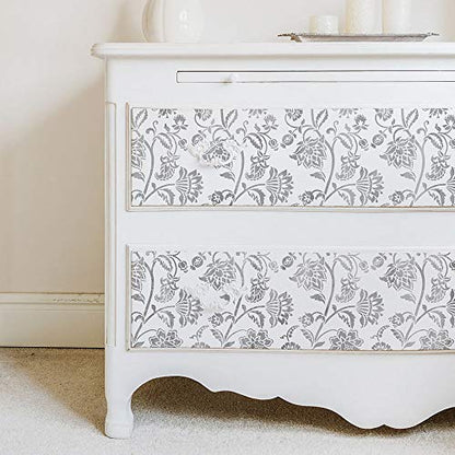 Jacobean Furniture Stencil - DIY Floral Pattern - Reusable Stencil for Furniture Makeovers (Small) - size: Small
