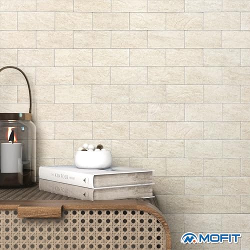 Subway Tile Peel and Stick Kitchen Backsplash Beige 5pcs - color: Beige