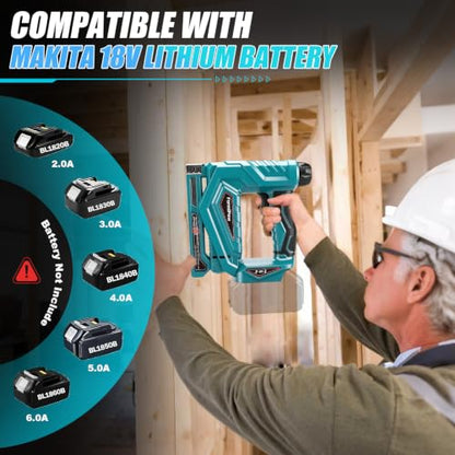 3-in-1 Brad Nailer/Narrow Crown Stapler for Ma-Kita 18V Battery - color: Blue