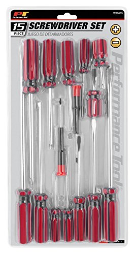 Performance Tool W80005 15-Piece Screwdriver Set for Versatile and Precise DIY and Professional Applications - size: Screwdriver Set (15pc)