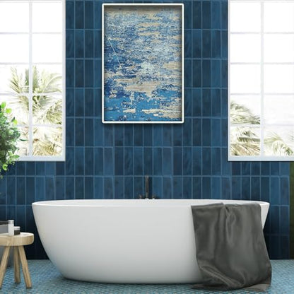 Peel and Stick Backsplash for Kitchen,New Upgrade 12" x 12" Large Premium Kitchen Backsplash,Sticker on Subway Tile Peel and Stick,Blue 10-Sheet. - color: Dark Blue