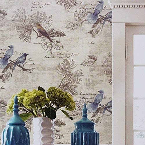 Vintage Floral Self Adhesive Wall Paper Shelf Liner Funitures Dresser Drawer Cabinet Decor Paper (Blue Bird, 17.7inchX196inch(16.4Ft)) - color: Blue Bird, size: 17.7"W x 196"L