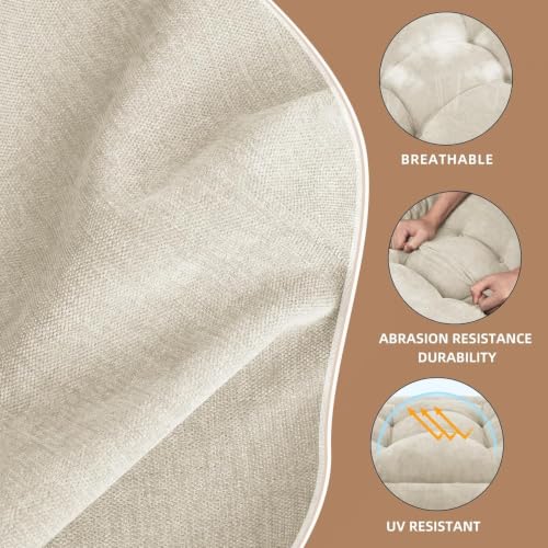 Rocking Chair Cushion - Soft Chenille Fabric Seat Pad with Tufted Design, Non-Slip Bottom and Secure Ties, for Glider, Adirondack and Indoor Rocker Chair, 44x19x4 Inch, Oyster White - color: Oyster White