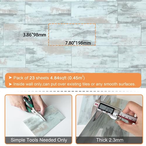 VAOVI Matte Peel and Stick Tiles Bathroom Wall(23pcs,Blue) - color: Blue Dream