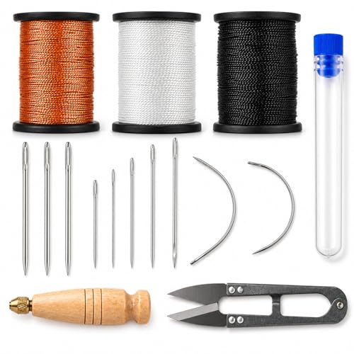 16Pcs Upholstery Repair Sewing Kit, Heavy Duty Leather Sewing Kit - color: Multicolored