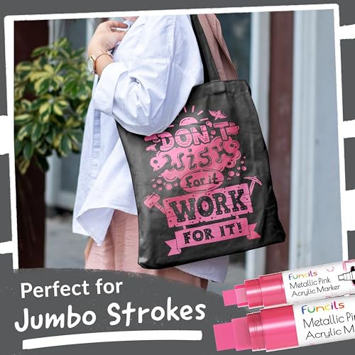 5 Acrylic Metallic Pink Paint Pen Markers for Rocks, Canvas, Wood - color: Metallic Pink