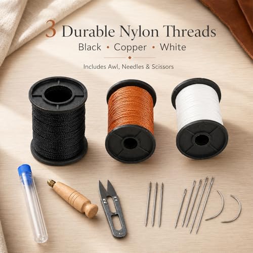 16Pcs Upholstery Repair Sewing Kit, Heavy Duty Leather Sewing Kit - color: Multicolored