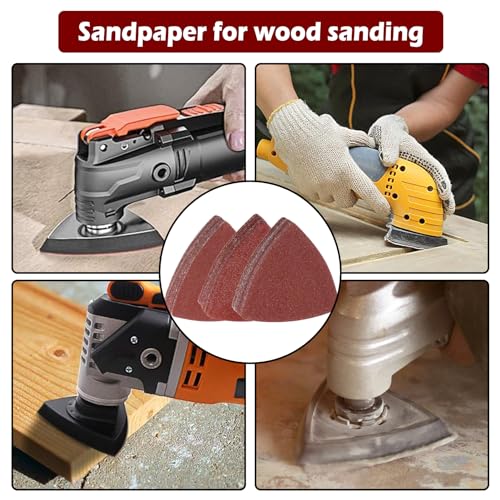 204PCS towbluii Oscillating Multitool Sandpaper, 3-1/8 Inch Triangle Sandpaper for Triangle Sanding Pads, Assorted 40/60/80/120/180/240 Grit 30pcs Each - size: 204 pcs Triangle Sanding Pads 3-1/8 Inch