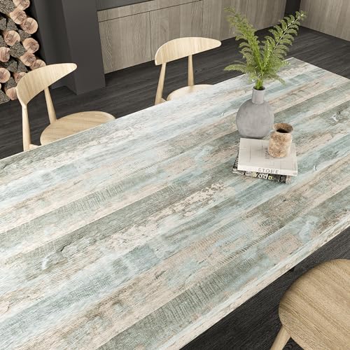 VEELIKE Large Size Light Blue Weathered Wood Plank Wallpaper Peel and Stick Rustic Wood Contact Paper for Countertops Walls Floors 32''x118'' Waterproof Removable Wood Wallpaper Vinyl for Furniture - size: 32" x 118"