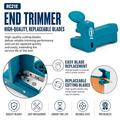 Virutex RC21E Veneer End Trimmer, Edge Banding Cutter for PVC, Melamine & Laminate, Double Blade Precision Tool up to 54 mm for Woodworking