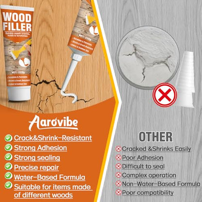 Wood Repair Kit, 7.76 oz Paintable Wood Filler Putty for Furniture DIY