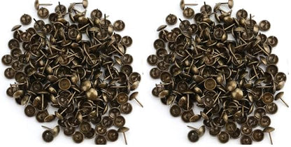 Kingrol 500 Count Upholstery Nails Pins, 7/16"/11mm Antique Brass Finish Furniture Tacks Upholstery Tacks (Pack of 2) - size: 7/16" (Pack of 2)