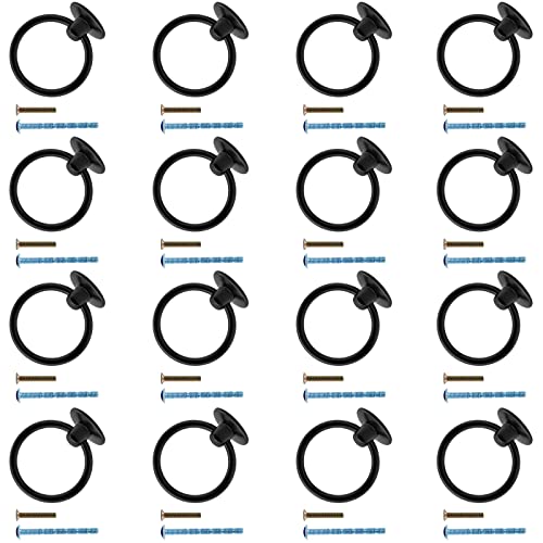 Luomorgo Matte Black Ring Pull Handle Knobs, 12 Pcs - color: Matte Black-12pcs
