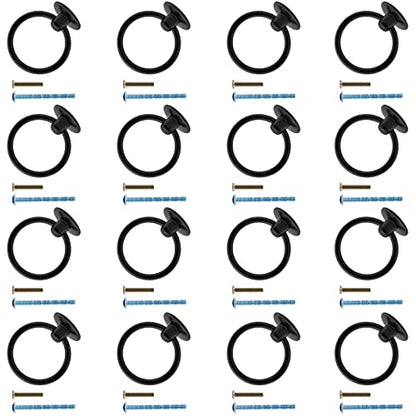 Luomorgo Matte Black Ring Pull Handle Knobs, 12 Pcs - color: Matte Black-12pcs