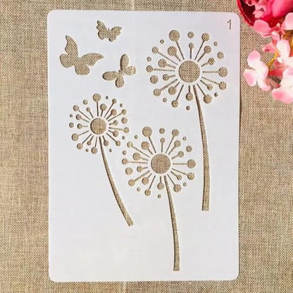 TIAMECH A4 Reusable Butterfly and Dandelion Stencil for Painting - style: Butterfly and Dandelion