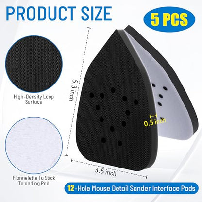 5 Pack 12 Hole Mouse Sander Interface Pad Compatible with Black Decker