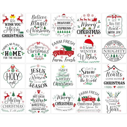 20 Pcs Christmas Quote Rub-On Transfers for Furniture & Crafts, 6 x 6 Inch - style: Holiday Sayings