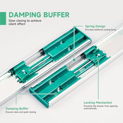 Hitess 6 Pairs Soft Close Drawer Slides 18 Inch Full Extension - size: 18 Inch