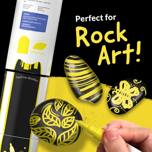 5 Yellow Paint Markers - Acrylic Paint Pen for Canvas, Wood, Metal - color: Yellow