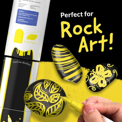 5 Yellow Paint Markers - Acrylic Paint Pen for Canvas, Wood, Metal - color: Yellow