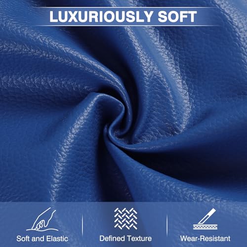 Faux Leather Fabric by The Yard, 55" W Marine Vinyl Fabric, Blue-8 Yards - color: Blue, size: 8 Yards Continous Cut