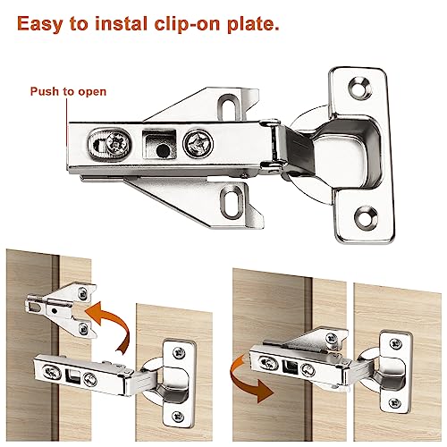 Probrico 20 Pairs（40 Pack） Kitchen Cabinet Hinges for Face Frame Cabinet, Concealed Cabinet Hinges Brushed Satin Nickel with Mounting Screws - size: 20 Pairs