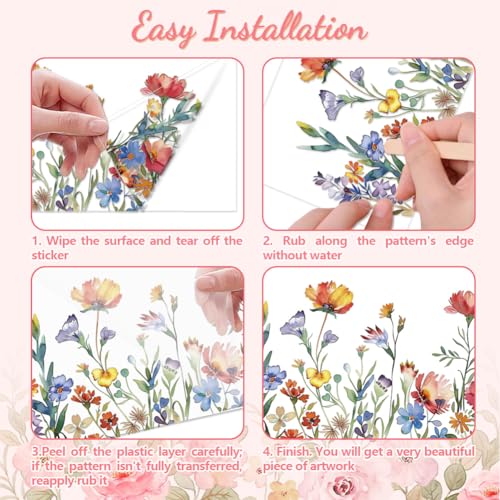 Peacoblue Bird and Flowers Rub On Transfers for Furniture Craft 6"x12" - style: Bird and Flowers