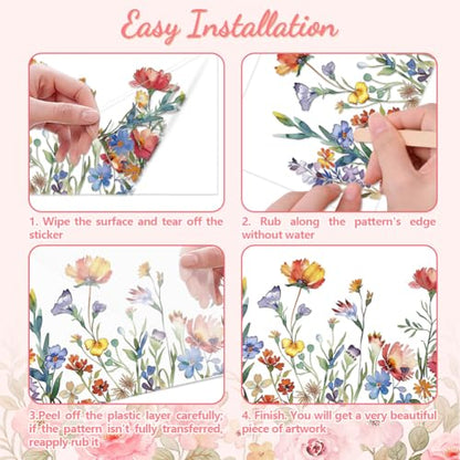 Peacoblue Bird and Flowers Rub On Transfers for Furniture Craft 6"x12" - style: Bird and Flowers